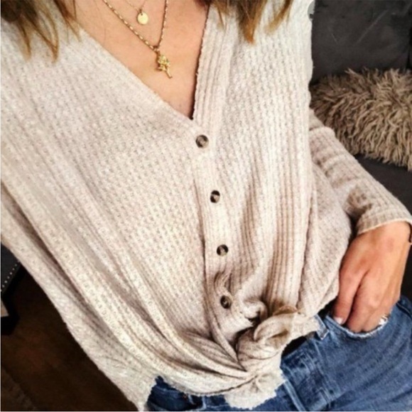 Urban Outfitters Tops - UFO Urban Outfitters Waffle Knit Button Down Long Sleeve Shirt